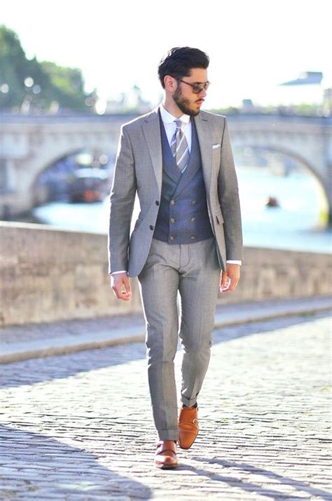 Best Grey Suit Brown Shoes Styles For Men Wedding Suits