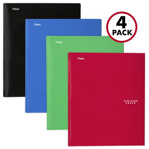 Five Star Pocket and Prong Paper Folder, Assorted Colors, 4 Pack (38105
