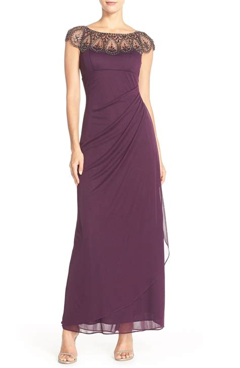 Nordstrom 208 Xscape Embellished Illusion Ruched Jersey Gown