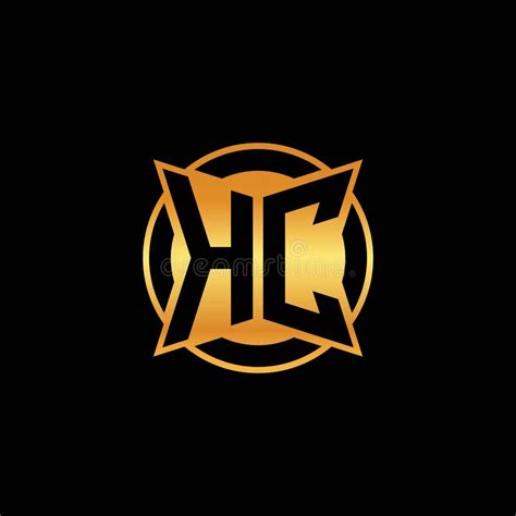 Hc Logo Letter Geometric Golden Style Stock Vector Illustration Of