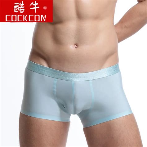 Buy 2017 Cockcon Sexy Men Underwear Ice Silk Boxers Men U Convex Pouch Shorts