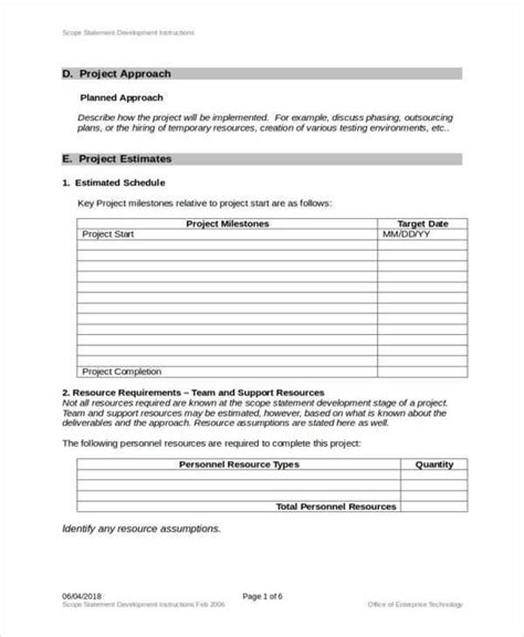 Free 12 Scope Statement Templates In Pdf Ms Word