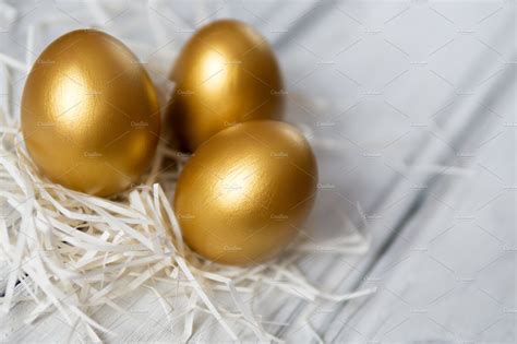Golden Easter Eggs High Quality Holiday Stock Photos Creative Market