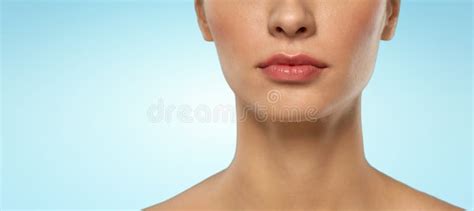 Close Up Of Beautiful Young Woman Face And Neck Stock Photo Image Of