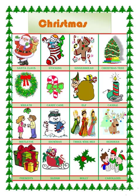 Christmas Pictionary English Esl Worksheets For Distance Learning And