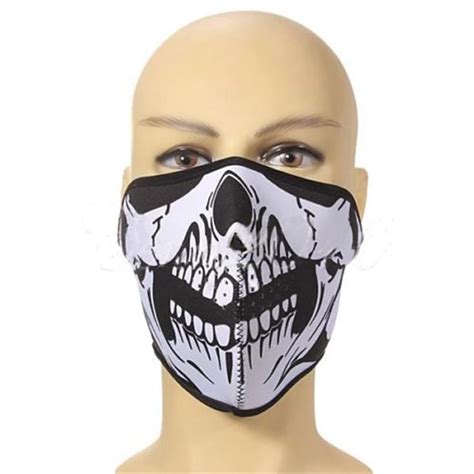 Cooling Skull Pattern Reversible Neoprene Half Face Mask For Motorcycle