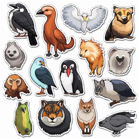 Premium Vector Animalstickerpack