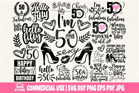 50th Birthday Svg Bundle Fifty Svg Hello 50 Svg By Tonisartstudio