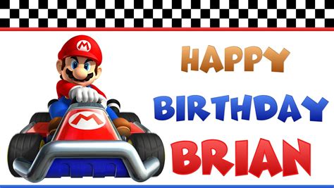 Super Mario Brothers Kart Personalized Custom Birthday Banner