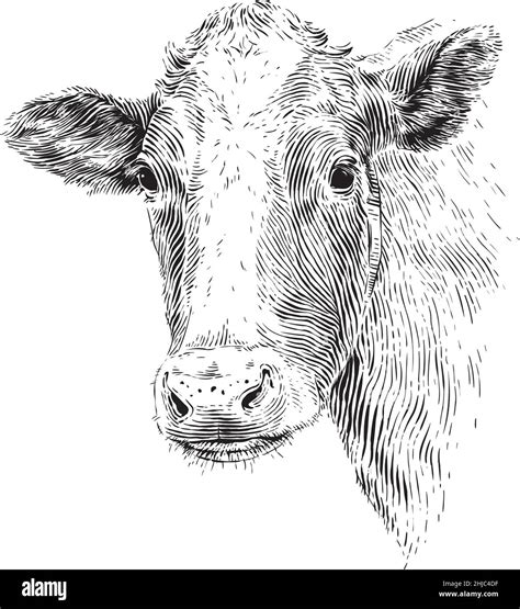 Head Cow Hand Drawing Sketch Engraving Illustration Style Stock Vector