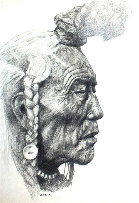 Native American Portrait´´ By Erre Prod Pencil Drawing Dibujo A