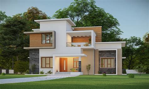 1400 Sq Ft 3bhk Contemporary Style Two Storey House And Plan Home