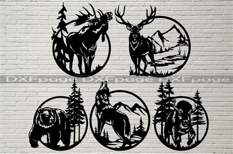 5 Wildlife Scene Dxf Cut File Svg Cut File For Cricut Dxf Etsy Norway