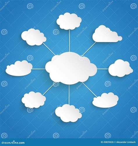 Flow Chart Connected Clouds Blue Sky Stock Vector Illustration Of