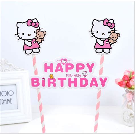 Rready Stock Hello Kitty Cake Topper Happy Birthday Party Festive