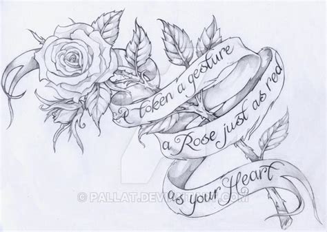 Rose With Script Rose Drawing Tattoo Scroll Tattoos Rose Tattoo Design