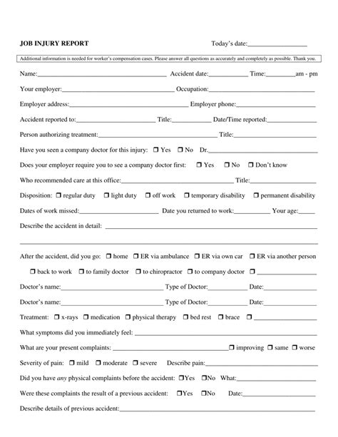 Job Injury Report Form Fill Out Sign Online And Download Pdf