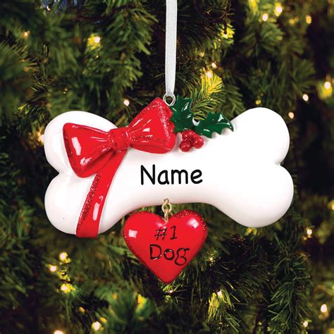 Personalized 1 Dog Bone With Bow Christmas Tree Ornament Walmart
