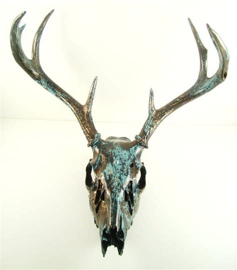 Deer Skull Taxidermy Antlers Natural 8 Points Large Bronze Gold