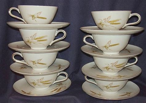 Winterling Bavarian Wheat Pattern Set Of 8 Cups And Saucers 1940s From