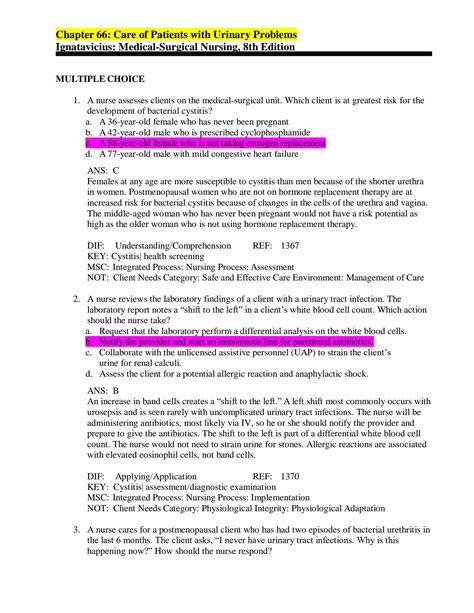 SOLUTION: Ati medical surgical nursing care of patients with urinary