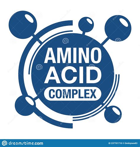 Amino Acid Complex Flat Blue Label Stock Vector Illustration Of