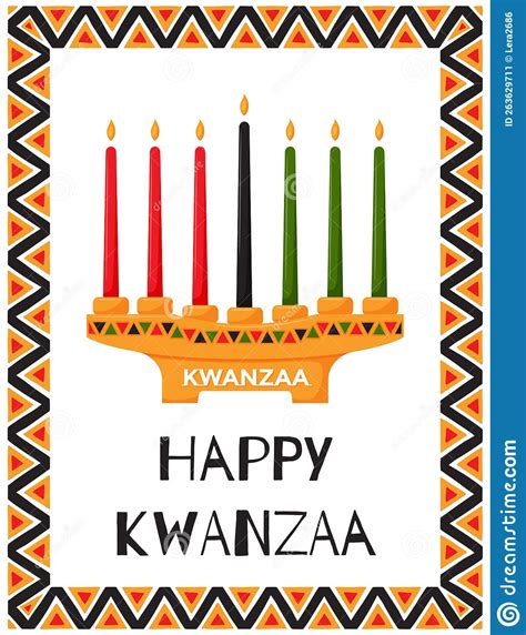 Happy Kwanzaa Greeting Card With Traditional Candle Holder Kinara
