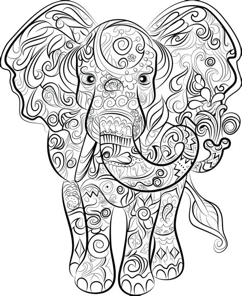Elephant Drawing Instant Download To Print And Colour Etsy Elephant