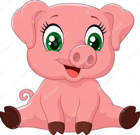 Dibujos Animados Adorable Bebé Cerdo Descargar Vectores Premium