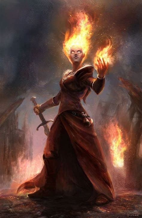 Fire Sorceress By Conor Burke Imaginarywitches Character Art