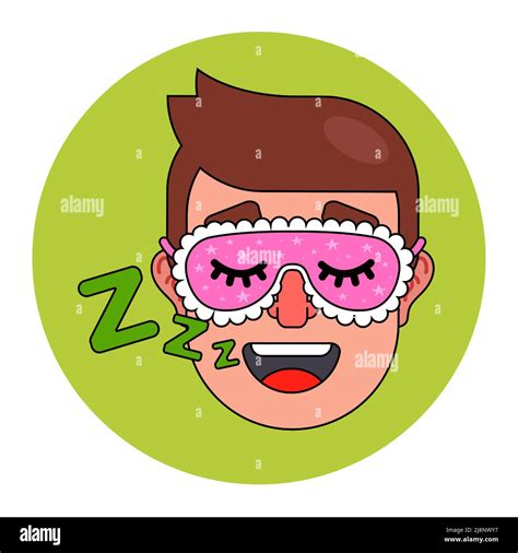 Man Sleeps With Sleep Mask Snoring Man Flat Vector Illustration Stock