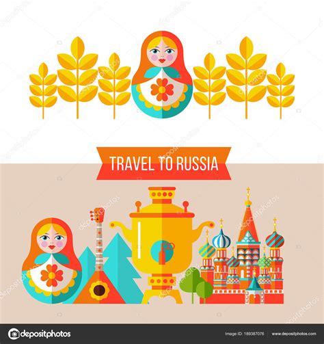 Welcome To Russia Travelling To Russia Vector Illustration Stock