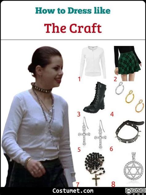 A Woman In White Shirt And Black Skirt Standing Next To Items From The Craft Book How To Dress