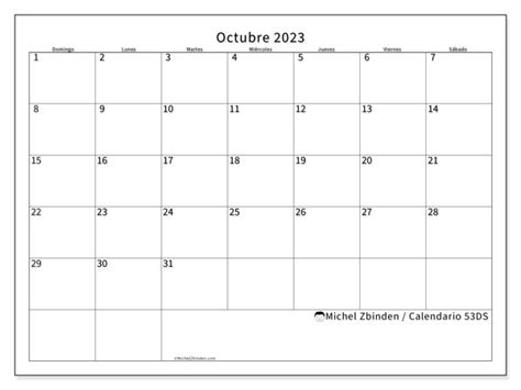 Calendario Octubre De 2023 Para Imprimir “772ds” Michel Zbinden Pe