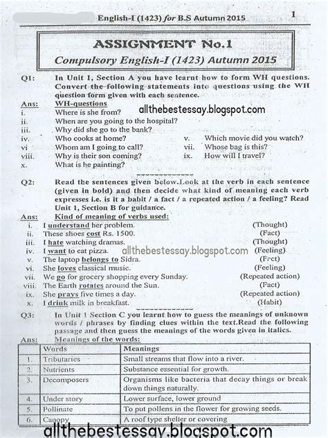 Pak Education Info Aiou Solved Assignment English1423