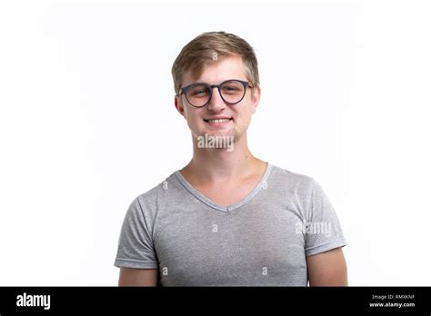 Geek Education People Concept Young Man Over The White Background