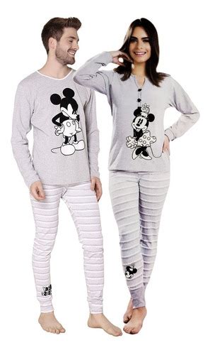 Pijama Paquete Pareja Ropa Dormir Mickey Y Minnie Mouse Gris Meses Sin Intereses