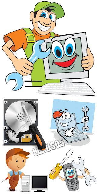 Quality Graphic Resources Cartoon Computer Repair Vectors
