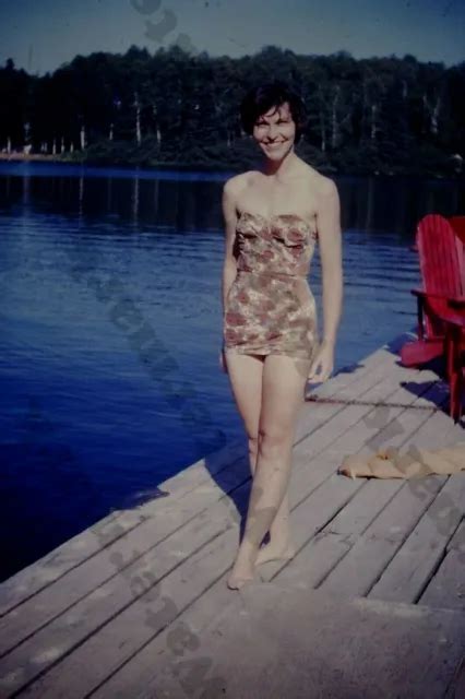 Candid Of Pretty Woman In Swimsuit On Lake Original Mm Slide
