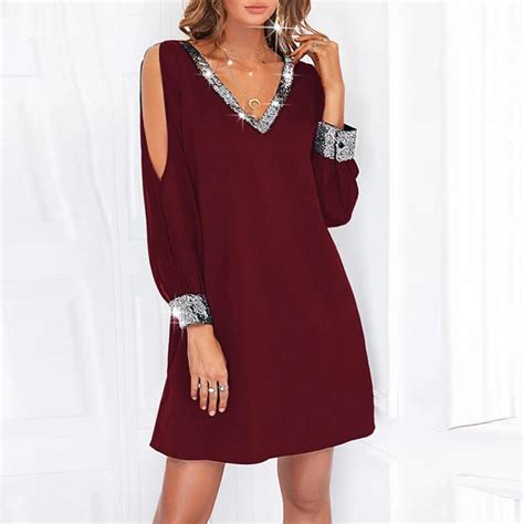 Elegant V Neck Party Dress Womens Spring And Summer Hollow Out Shiny Sexy Casual Vestidos Long