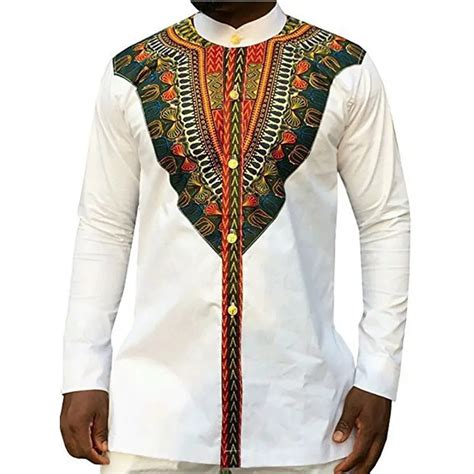 2020 Tribal Ethnic Print African Dashiki Dress Shirts Men Africa Style