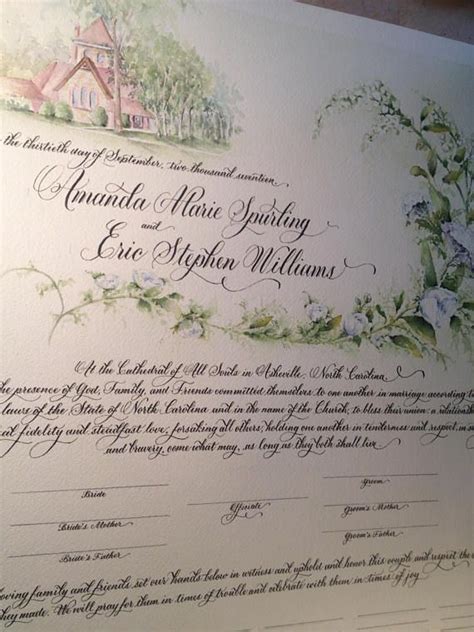 Quaker Marriage Certificate With Custom Painting Of Your Etsy In 2021