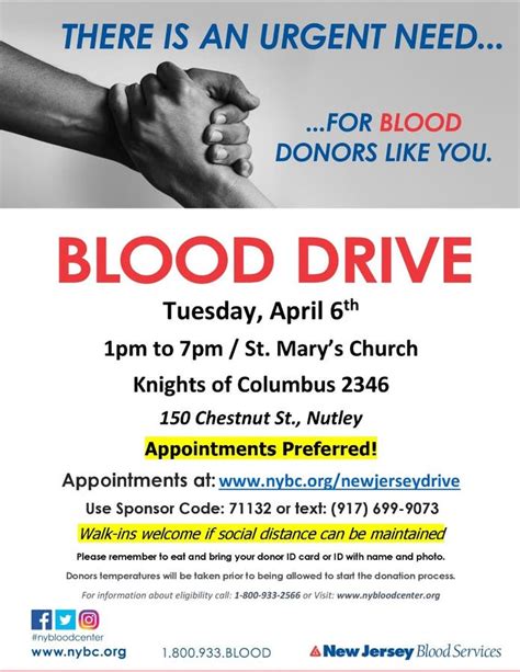Apr 6 Nutley Blood Drive Urgent Need For Blood Donors Belleville