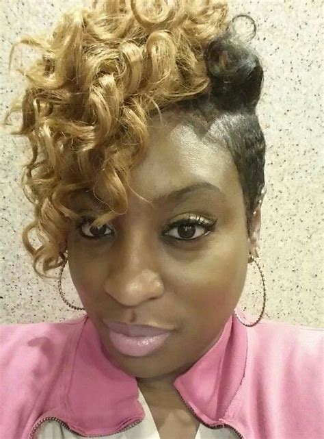 Maybe you would like to learn more about one of these? Shaved side with blonde deep wave weave added at the top ...