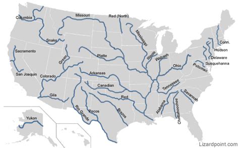 Map Of The United States With Rivers Labeled