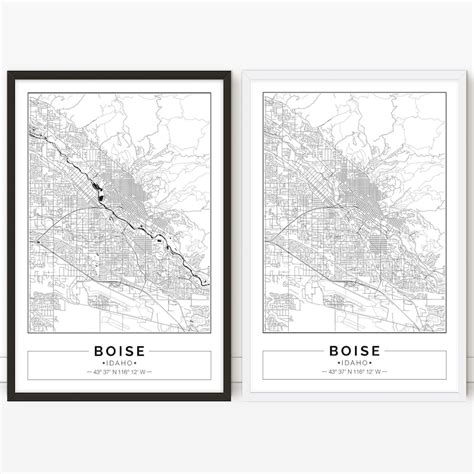 Boise Map Idaho City Map Digital Poster Printable Wall Etsy