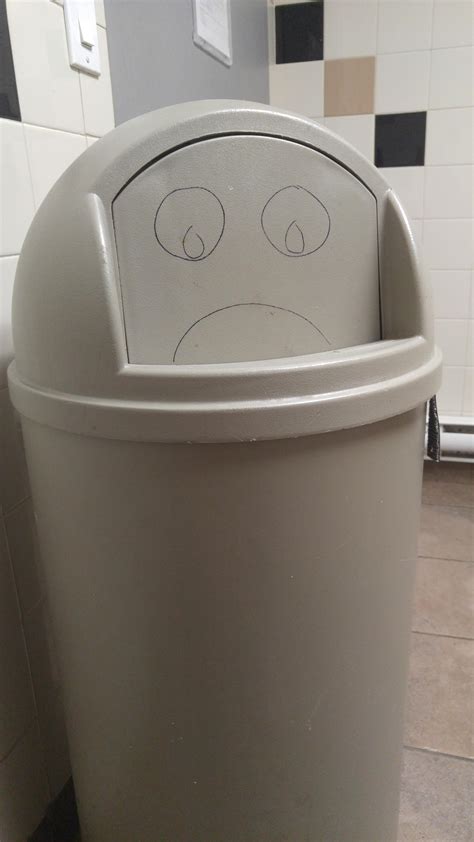 This Garbage Can In A Public Bathroom Watches You Pee Funny