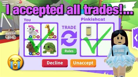 Enjoy playing roblox adopt me but you want to take trading legendary pets seriously or find out the pet values to know what they are worth and check if is a fair trade. I accepted every trade in adopt me (**I think im broke now ...