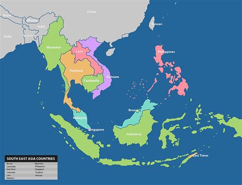 South East Asia Country Map World Map