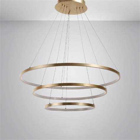 3 Ring Led Modern Chandelier Light Gold Tones Adjustable Aluminum